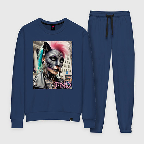 Женский костюм Девушка кошка - панк не умер / Тёмно-синий – фото 1