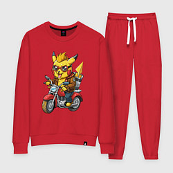 Женский костюм Пикачу на ретро мотоцикле