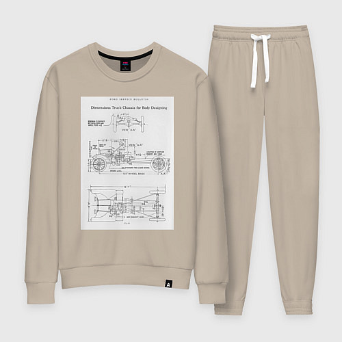 Женский костюм Ford чертежи автомобиля / Миндальный – фото 1