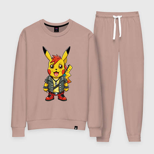 Женский костюм Пикачу в рок стиле / Пыльно-розовый – фото 1