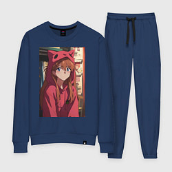 Костюм хлопковый женский Евангелион Аска Лэнгли Сорью кошка, цвет: тёмно-синий