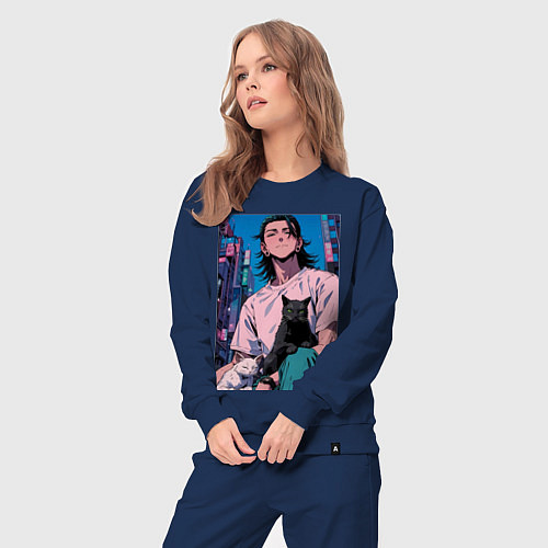 Женский костюм Магическая битва Сугуру Гэто с котами / Тёмно-синий – фото 3