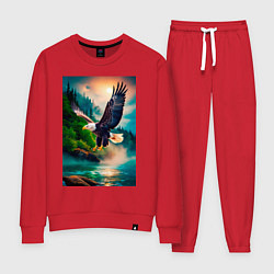 Костюм хлопковый женский Парящий орел, цвет: красный