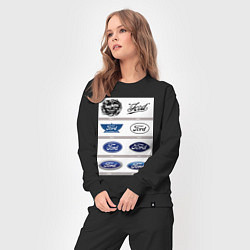 Костюм хлопковый женский Ford логотип, цвет: черный — фото 2