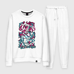 Костюм хлопковый женский Магическая битва Итадори х Сукуна неон, цвет: белый