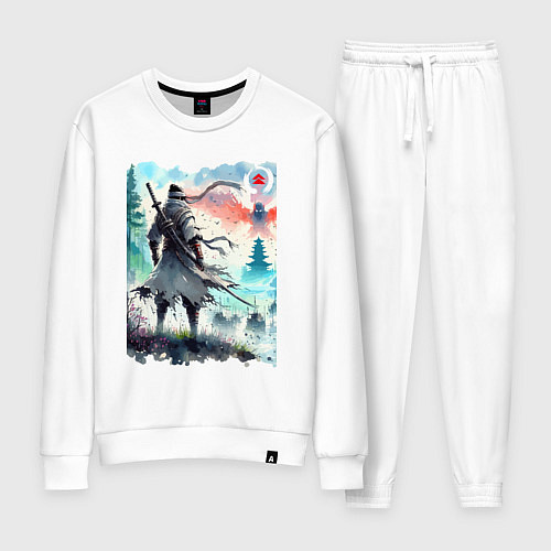 Женский костюм Warrior samurai - ai art watercolor / Белый – фото 1
