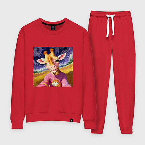 Женский костюм Селфи жирафа / Красный – фото 1