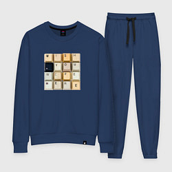 Костюм хлопковый женский Wish you - клавиши клавиатуры, цвет: тёмно-синий