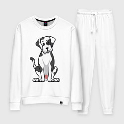 Костюм хлопковый женский Милый дог, цвет: белый