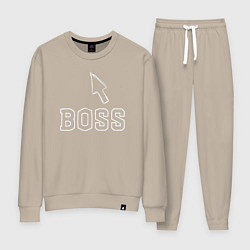 Костюм хлопковый женский Босс, цвет: миндальный