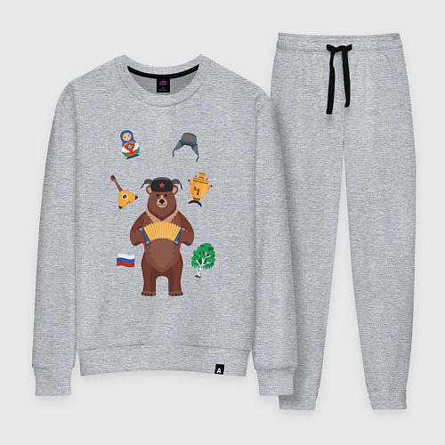 Женский костюм Медведь с балалайкой в ушанке и матрёшка / Меланж – фото 1