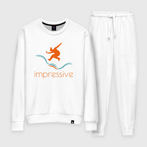 Женский костюм Силуэт и надпись impressive / Белый – фото 1