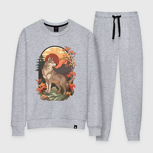 Женский костюм Волк в лесу в японском стиле / Меланж – фото 1