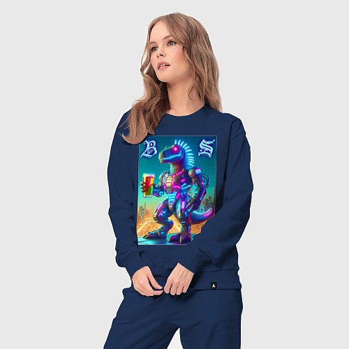 Женский костюм Beersaur neon glow - meme / Тёмно-синий – фото 3