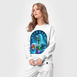 Костюм хлопковый женский Neon beersaur - ai art fantasy, цвет: белый — фото 2