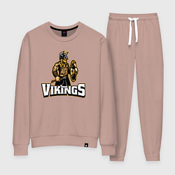 Костюм хлопковый женский Vikings team, цвет: пыльно-розовый