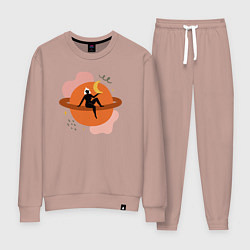 Костюм хлопковый женский Девушка на сатурне, цвет: пыльно-розовый