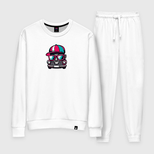 Женский костюм Крутая тачка рэпер в очках - Прикол / Белый – фото 1