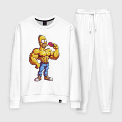 Костюм хлопковый женский Гомер культурист, цвет: белый