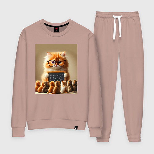 Женский костюм Рыжий кот учитель английского языка - нейроарт / Пыльно-розовый – фото 1
