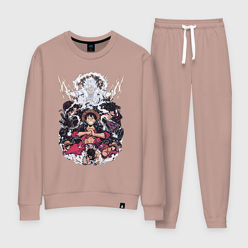 Женский костюм Ван-Пис Луффи Монки коллаж / Пыльно-розовый – фото 1