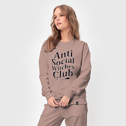 Костюм хлопковый женский Anti social witches club, цвет: пыльно-розовый — фото 2