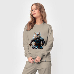 Костюм хлопковый женский Кот викинг, цвет: миндальный — фото 2