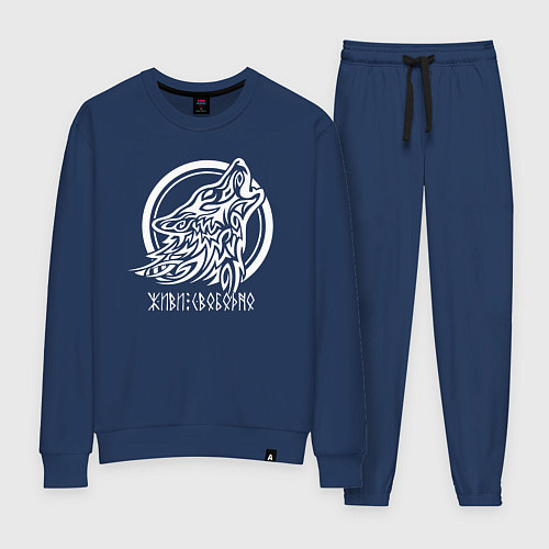 Женский костюм Эмблема белый славянский волк / Тёмно-синий – фото 1