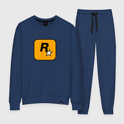 Костюм хлопковый женский Rockstar logo, цвет: тёмно-синий