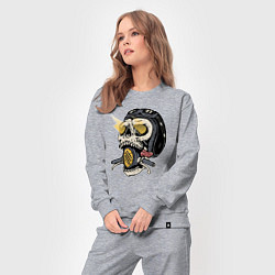 Костюм хлопковый женский Смертельный байк, цвет: меланж — фото 2