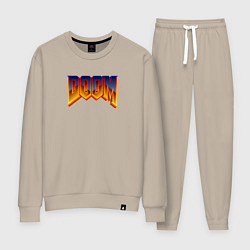 Костюм хлопковый женский Doom logotype, цвет: миндальный