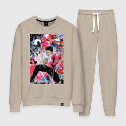 Костюм хлопковый женский Магическая битва Юта арт, цвет: миндальный