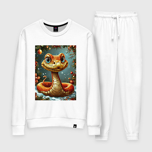 Женский костюм Новогодняя золотая змейка / Белый – фото 1
