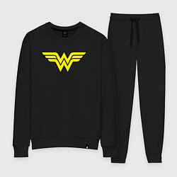 Костюм хлопковый женский Wonder woman logo, цвет: черный