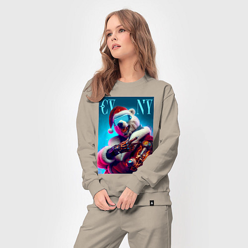 Женский костюм Cyber new year - bear ai art / Миндальный – фото 3