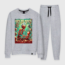 Костюм хлопковый женский Rick and Morty in the hell, цвет: меланж