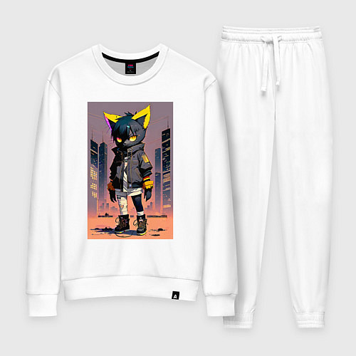 Женский костюм Уличный котёнок хулиган - нейроарт / Белый – фото 1