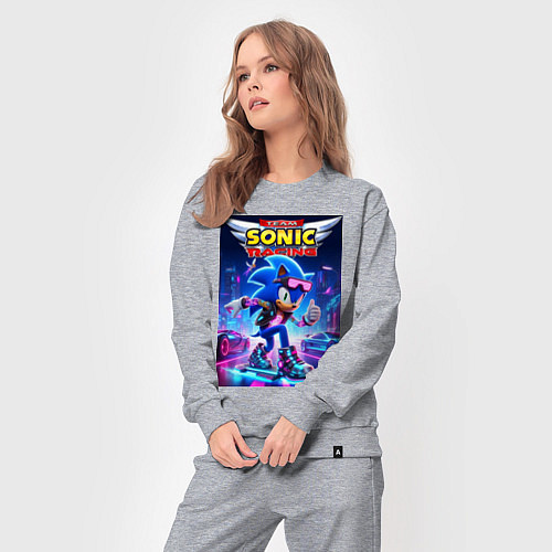Женский костюм Sonic racing team - hedgehog on a board / Меланж – фото 3