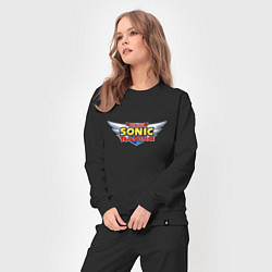 Костюм хлопковый женский Team Sonic racing - logo, цвет: черный — фото 2
