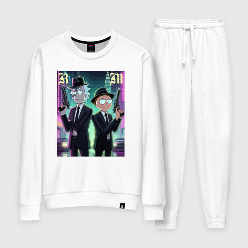 Женский костюм Рик и Морти крутые гангстеры - нейроарт / Белый – фото 1