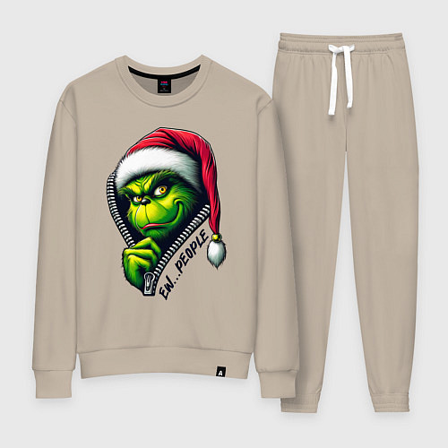 Женский костюм Гринч с надписью фу люди / Миндальный – фото 1
