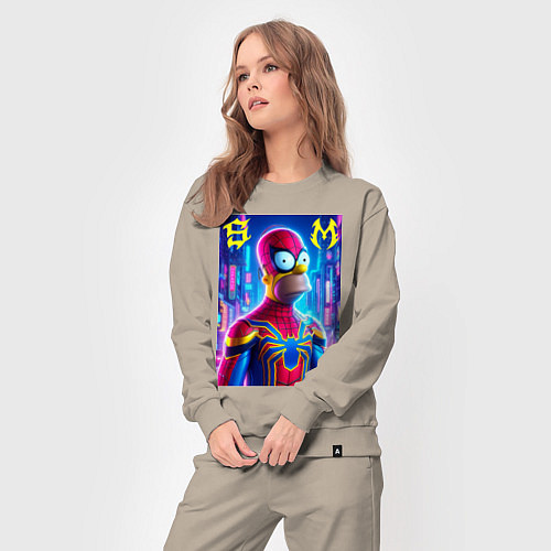 Женский костюм Homer Simpson and Spider man - collaboration / Миндальный – фото 3