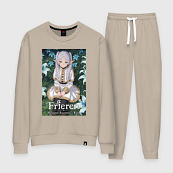 Костюм хлопковый женский Фрирен в лилиях, цвет: миндальный