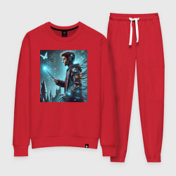 Костюм хлопковый женский Harry Potter with a magic wand - cyberpunk, цвет: красный