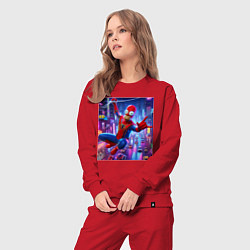 Костюм хлопковый женский Homer Simpson and Spider man - collaboration, цвет: красный — фото 2