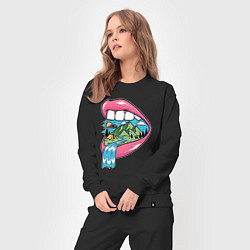 Костюм хлопковый женский Природа во рту, цвет: черный — фото 2