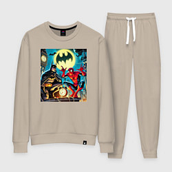 Костюм хлопковый женский Batman with Spider-man - ai art fantasy, цвет: миндальный