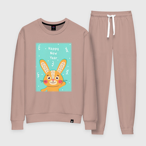 Женский костюм Новогодний милый заяц / Пыльно-розовый – фото 1