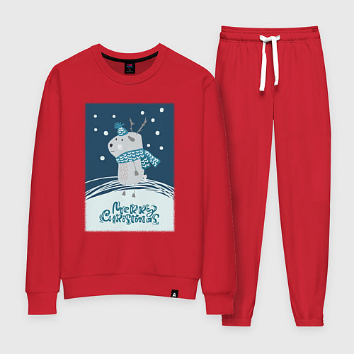 Женский костюм Новогодний олень с шарфом / Красный – фото 1