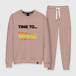 Костюм хлопковый женский Time to back to the future, цвет: пыльно-розовый